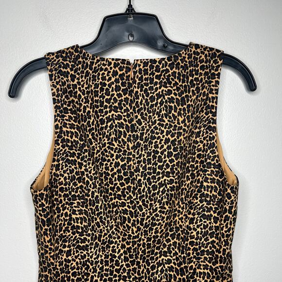 J.Crew Women's Leopard Animal Print Sheath Dress Size 2 Sleeveless Knee-Length - Picture 7 of 12